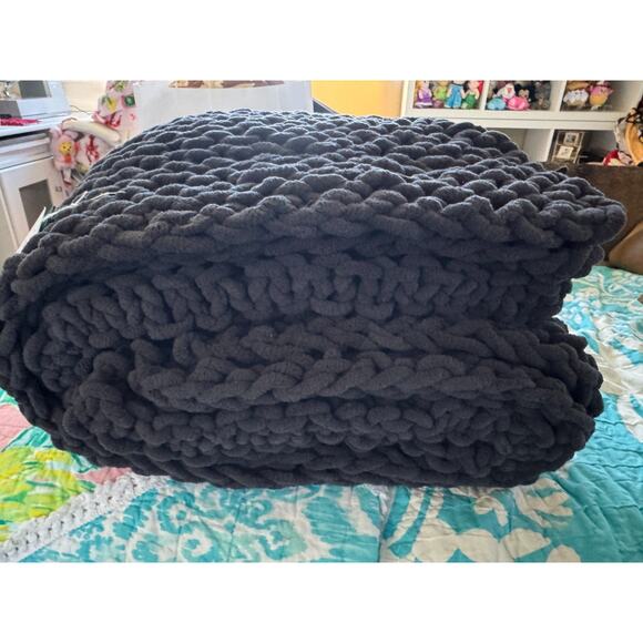 Urban Outfitters Jete Chunky Blanket NWT Charcoal Gray Chunky knit - Picture 6 of 8